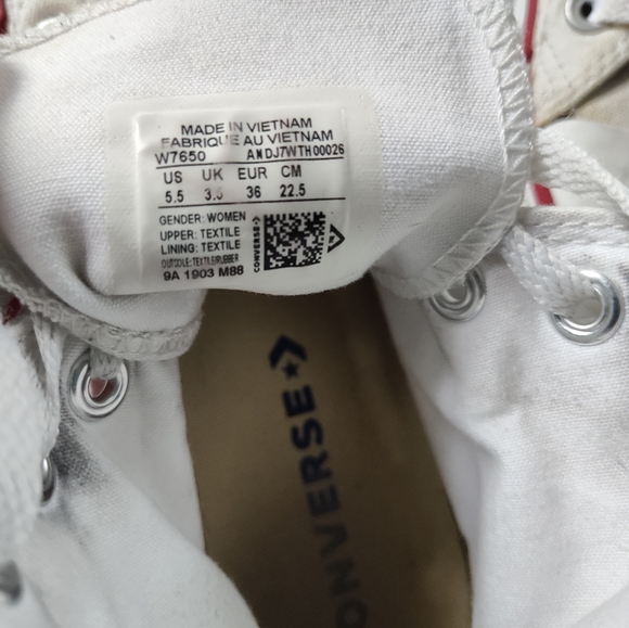 Converse All Star Hi-Top Ladies Tennis Shoes. Size 5.5. White Colored. - Picture 6 of 6